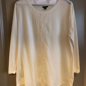 White Ann Taylor long sleeve blouse with detail